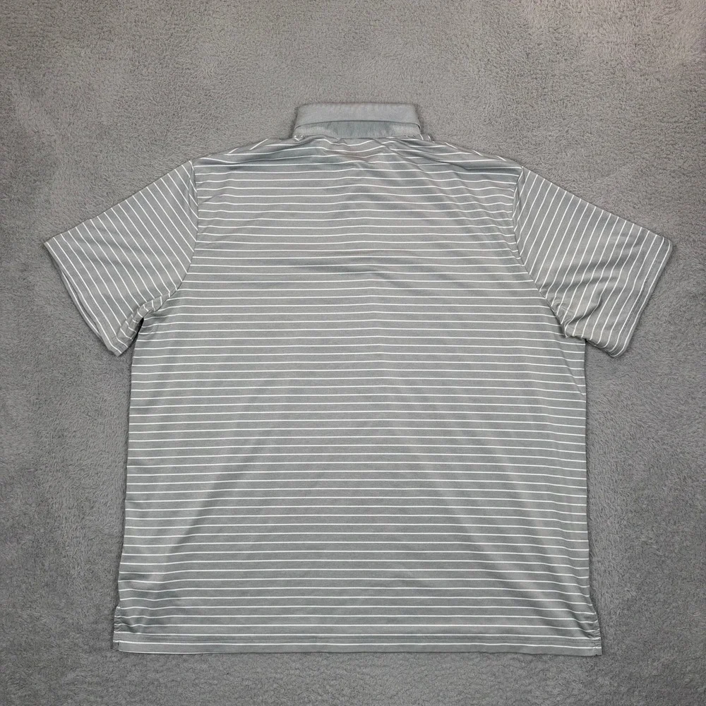Polo Ralph Lauren Performance Mens XXL Grey White Striped Classic Fit Polo Shirt